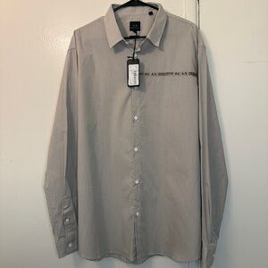 Armani Exchange Light Gray and White Men's Dress Shirt NWT Size XXL